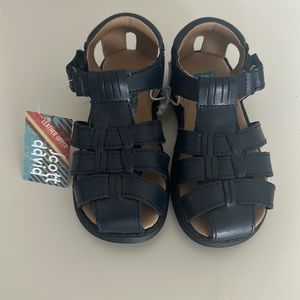 NWT Navy Leather Scott David Dress Sandals. Toddler Size 9M.